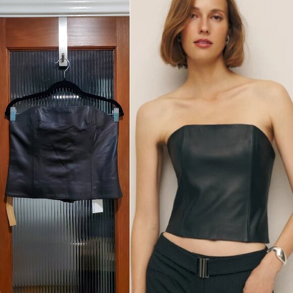 NWT Reformation X Veda Madison Leather Top, Size 8 - Picture 2 of 13